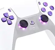 eXtremeRate Multi-Colors Luminated Dpad Thumbstick Share Home Face Buttons for PS5 Controller, Chameleon Purple Blue Classical Symbols Buttons DTF V3 LED Kit for PS5 Controller - Controller NOT Included