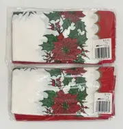 VTG Kmart Cloth Napkins (8) Red Poinsettias Holly Leaves Christmas Dinner NIP
