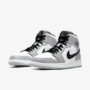 【NIKE 耐吉】Air Jordan 1 Mid 男 休閒鞋 運動 喬丹 球鞋 中高筒 穿搭 白灰黑(554724-092)