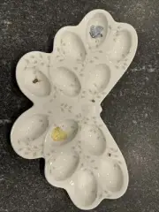 Lenox Butterfly Meadow Sculpted Deviled Egg Plate Platter Floral Bees