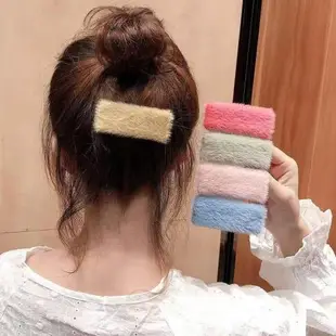 網紅側邊絲巾毛絨頭飾韓國發夾