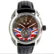 【MINI Swiss Watches 】石英錶 45mm 黑底英倫旗單眼錶面 黑色透孔真皮錶帶