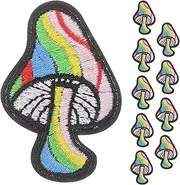 jojofuny 10Pcs Mushroom Patches for Sewing Clothing DIY Craft Hat Decorations Easy to Use Embroidery Patches for Clothes and Accessories