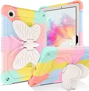 [Ezydigitals] Case for Samsung Galaxy Tab S9 FE 11" Butterfly Shockproof Survivor Case Cover - Pink Rainbow