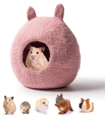 Hamster Bed Warm Syrian Hamster Hideout Felt Wool Hamster Houses Hideouts PINK