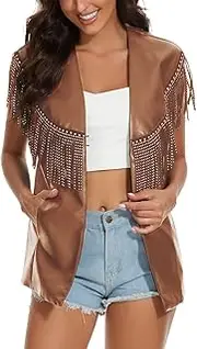 [PESION] Women's Fringe Trim Shirts Short Sleeve Tassel Trim Blouse T-Shirt Tops