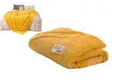 Soft Flannel Cozy Plush Fleece Throw Blanket For Couch Sofa Bedding Blanket-Yellow