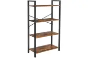 4-Tier Bookshelf Unit for Home Office and Living Room - Rustic Brown and Black