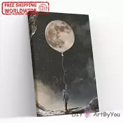 Paint By Numbers Kit Moon Balloon Girl Nature Canvas Home Draw Kids Framed Adult