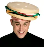 ADULT PLUSH CHEESEBURGER HAT COSTUME HEADPIECE ACCESSORY GC1902