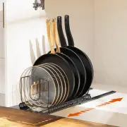 Pull Out Pot Pan Organizer Rack under Cabinet Slide Lid Holder 10 Adjustable