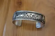 BR398 Tibetan Silver Men Bracelets Six Mantra Weaving Bangle Cuff Nepal Jewelry