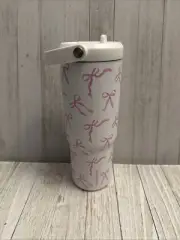 Pink Bow White Hydrapeak Insulated Tumbler With Handle New