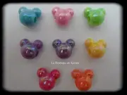 Lot Of 10 Beads Pearly Acrylic Mickey 7 Colors 18 X 15 MM Jewelry Creation