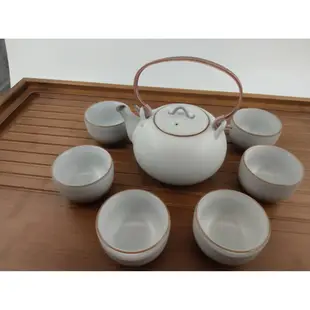 乾唐軒活瓷陶器----福心提梁壺茶具組----油脂釉茶杯茶壺一壺六杯禮盒裝