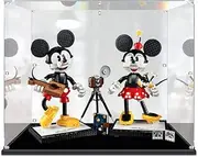 Acrylic Display Case for LEGO 43179 Disney Mickey Mouse and Minnie Mouse Buildable Characters Figure Storage Box Dust Proof Glue Free