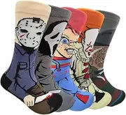 [OneFale] Horror Movie Styles Crew Socks, Novelty Funny Socks for Women Men Teen