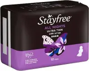 Stayfree Ultra Thin All Nights Pads With Wings 10 Pack | Extra Length & Width