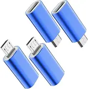 JXMOX USB C to Micro USB Adapter, (4-Pack) Type C Female to Micro USB Male Convert Connector Support Charge Data Sync Compatible with Samsung Galaxy S7/S7 Edge, Nexus 5/6 and Micro USB Devices (Blue)