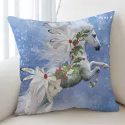 Snowflakes Winter White Horse Cushion Cover