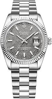 [CADISEN] Men's Automatic Watch with Power Reserve, Automatic Sapphire Glass, Waterproof, Stainless Steel Strap, Casual