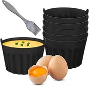 6 Pcs Silicone Air Fryer Egg Poacher Cups - Nonstick Ramekins for Air Fryer/Microwave/Oven, Food Grade Moulds with Oil Brush (Poached Egg & Baking Accessories)