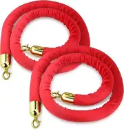 Elegant Crowd Control Solution: Set of 2 Red Velvet Stanchion Ropes, 79.5 Inch