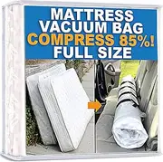 Mattress Vacuum Bag, Sealable Bag for Memory Foam or Inner Spring Mattresses, Compression and Storage for Moving and Returns, Leakproof Valve and Double Zip Seal (Full)