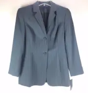 Karen Scott Cyan Blue Striped Classic Blazer Career Jacket $43 (Size 14) *NEW*