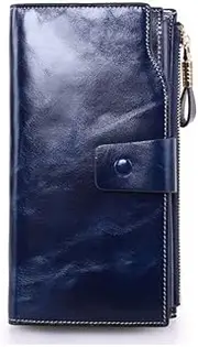 [JiaYangShop] Women's Wallet with Multiple Card Slots,Long Wallet Card Holders RFID Blocking,Coin Purse Clutch,Blue