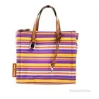 Marc Jacobs Mini Grind Purple Striped Cotton Canvas Tote Crossbody Bag Purse