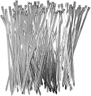 100pcs Heavy Duty 304 Stainless Steel Cable Ties Wrap Coated Self Locking Metal Zip Ties (Stainless Steel, 3.94 inch)