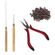 1 Set of Hair Extension Tool Kit Clamp Hook Pull Pin 200Pc Micro-Silicone1220