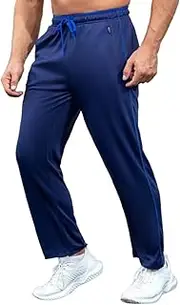 [ZPB] Men's Sweatpants Open Bottom Lightweight Athletic Running Joggers Gym Workout Pants with Zipper Pockets