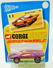 1 VINTAGE ('70s) CORGI JUNIORS WHIZZWHEELS -NO.65 "BERTONE CARABO" - MOC-NOS-ORA