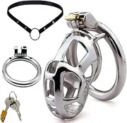 SM Penis Cage Breathable Stainless Steel Chastity Belt Set With Belt, Middle Ventilation Chastity Chastity Cage Chastity Cage Bondage Sex Toys For Men(Runden,50mm)