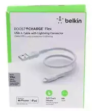 Belkin BoostCharge Flex USB-A to 8 Pin Connector Cable 6 inch White - NEW SEALED