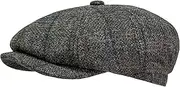 WEROR-433.1 Men's Flat Cap with Peak, Checked Hat with Quilted Lining, 100% Wool, Autumn/Winter