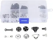 Respicefinem 100 Pairs Brass Press Studs Buttons Snap Fastener Tie Hook Installation Rivet Sewing Accessories with Multiple Colors and Styles for Hats Handbags Scarves Ribbons