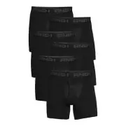 AND1 Mens 2XL 44"-46" 6" inch Inseam Boxer Briefs Support Pouch Black 6 Pack