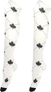 [Caihoyu] Women'S Knee High Socks Lightweight Tall Thigh High Stockings Extra Long High Thigh Socks for Daily Office Wear Maple Leaf, Maple Leaf