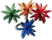 India Handicrafts 20293 Beaded Flowers Red, Brown, Green, Blue 2 Inch Acrylic Crystals Napkin Holder Rings; Set of 4