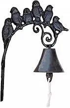 Cast Iron Doorbell Rustic Doorbell Wall Bell Garden Bell Bird Pattern Wall Mounting Vintage Decoration for Outdoor Use Country House Balcony Garden Black