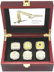 XiaKoMan LA 5 World Champions Replica rings set with Deluxe Wood Box and 2016 Retirement Commemorative Mamba Forever Ring