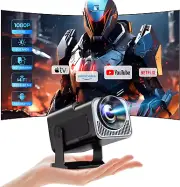 【180°-Rotation Adjustable Stand】 Smart Mini Projector with Wifi and Bluetooth,10