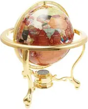 Unique Art 13-Inch Tall Table Top Amberllite Pearl Gold Stand World Globe
