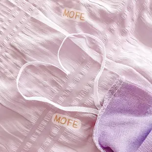 【MOFE】頂級素色泡泡紗牛奶絨床包四件組 法蘭絨床包四件組 雙人床包組 四件組 被套 可水洗 床單 加厚保暖 加大床包