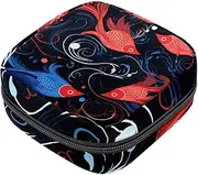 Sanitary Napkin Storage Bag,Period Bag,Pad Bag,Wave Fish and Sea Grass,Period Pouch