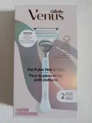 GILLETTE VENUS Razors For Pubic Hair & Skin 1 HANDLE+ 2 REFILL CARTRIDGES !