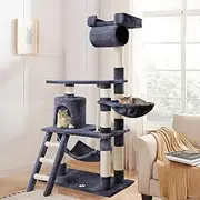 141cm Cat Tree Multi-Level Scratching Post Play Tower Pole Condo House Furniture Wood in Grey Colour